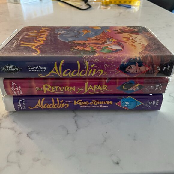 Aladdin + Return of Jafar + King of Thieves - Disney VHS black diamond -3 Movies - Picture 3 of 10